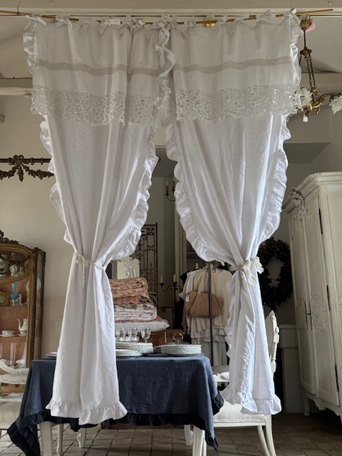 アンティークリネン カーテン A-037B 新入荷アイテム/ホームファブリック フランスアンティーク Sold out