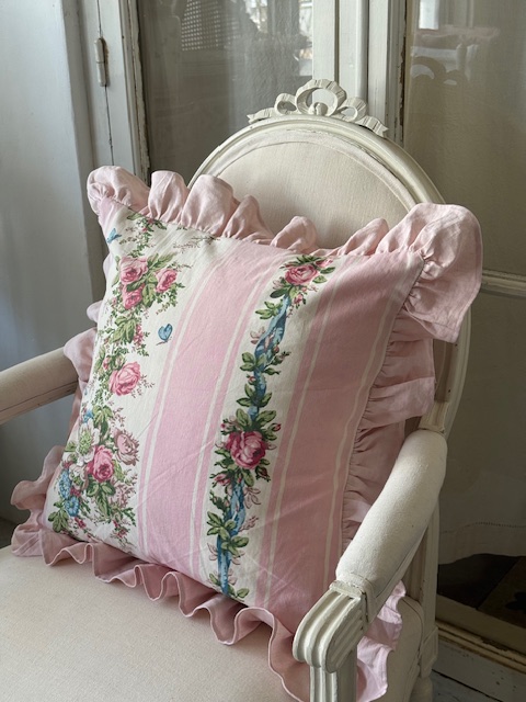 花柄クッションカバー A-047A 新入荷アイテム/ホームファブリック フランスアンティーク Sold out