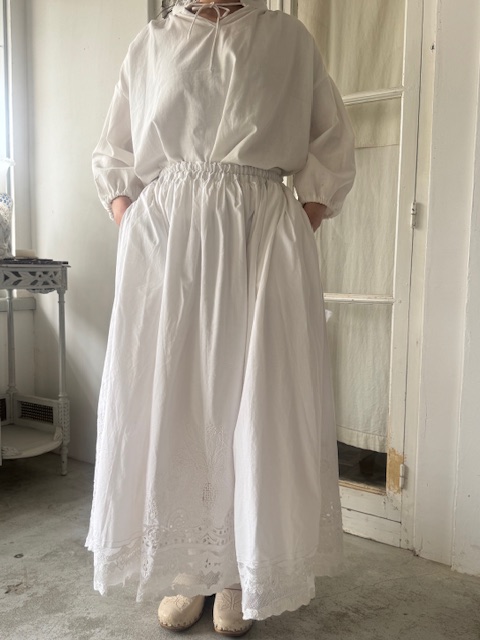 リボン刺繍スカート DI-117Q 新入荷アイテム/ファッション フランスアンティーク Sold out