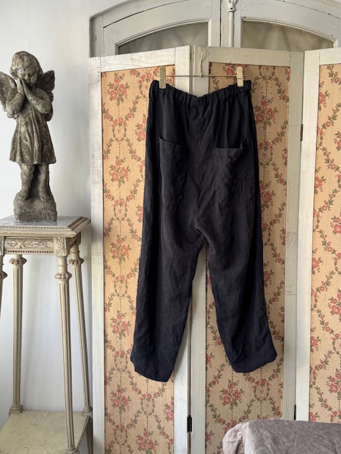 エミリーさんのブラックリネンパンツ EMLIE-DI-115 ファッション/新入荷アイテム フランスアンティーク Sold out