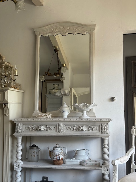 フラワーバスケット装飾大型ミラー V-167 新入荷アイテム/大型家具 フランスアンティーク Sold out