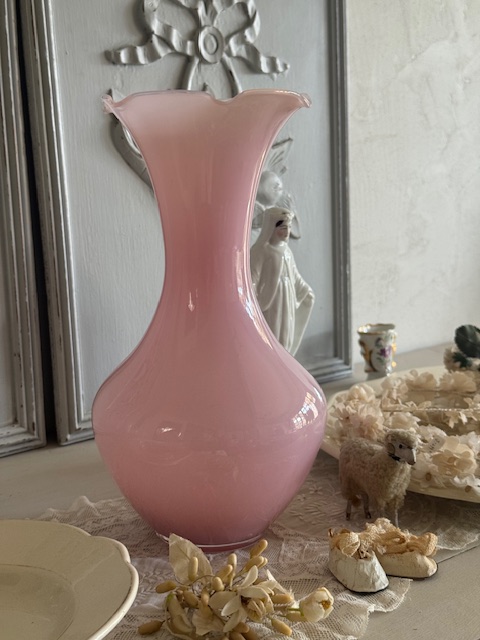 ピンクオパリンガラスベース V-198 新入荷アイテム/キッチン雑貨 フランスアンティーク Sold out