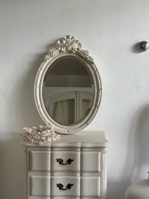 リボンモチーフミラー V-218 新入荷アイテム/小型家具 フランスアンティーク Sold out