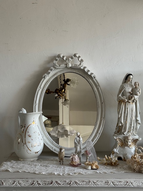 オーバルミラー V-237A 新入荷アイテム/小型家具 フランスアンティーク 36,000円(税込み39,600円)