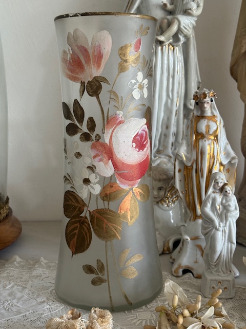 手描きフラワーベース V-44A 新入荷アイテム/インテリア雑貨 フランスアンティーク 31,000円(税込み34,100円)