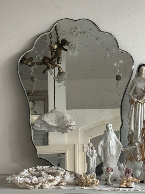 ヴェネチアン ガラスミラー V-45 新入荷アイテム/小型家具 フランスアンティーク 39,000円(税込み42,900円)