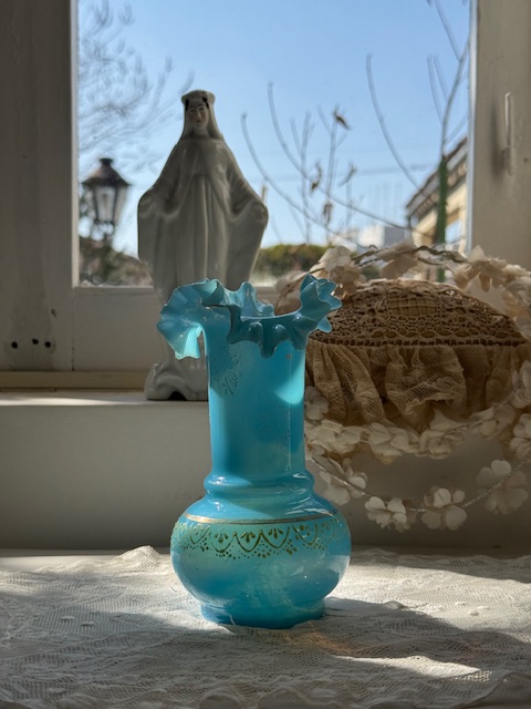 ブルーオパリン フラワーベース V-78C インテリア雑貨/新入荷アイテム フランスアンティーク Sold out